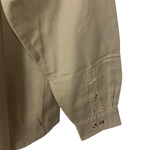 Scandia Woods Flannel Lined Khaki Shirt Medium Button Front Blue Plaid Lining - Picture 5 of 6